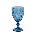 6 Pack Ocean Blue Crystal Cut Cocktail Glasses, 12oz Embossed Stemmed Wine Glasses Goblets#whtbkgd