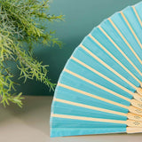 5 Pack Turquoise Asian Silk Folding Fans Party Favors, Oriental Folding Fan Favors