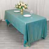 60x126inch Turquoise Shimmer Sequin Dots Polyester Tablecloth, Wrinkle Free Sparkle Glitter