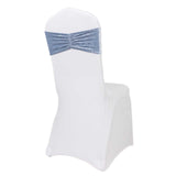 5 Pack Dusty Blue Premium Crushed Velvet Ruffle Chair Sash Bands, Decorative Wedding Chair