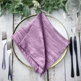 5 Pack | Violet Amethyst Accordion Crinkle Taffeta Dinner Napkins | 20x20Inch#whtbkgd