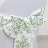 Polyester Chair Sashes White Dusty Sage Green French Toile Floral Design