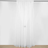 10ft White Dual Layered Sheer Chiffon Polyester Backdrop Curtain With Rod Pockets