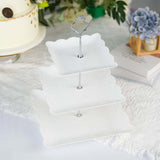 3-Tier 13inch White Lightweight Cupcake Stand Holder with Floral Embossed Scalloped Rim