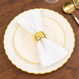 10 Pack 7.5" Ivory Gold Flair Rim Disposable Salad Plates, Round Plastic Dessert Appetizer Plates