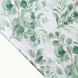 Set of 3 White Green Satin Chiara Wedding Arch Covers With Eucalyptus Leaves Print, Fitted Covers