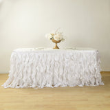 Taffeta 14ft Table Skirt White Cascading Curly Willow Style for Weddings & Banquets