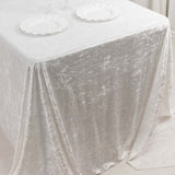 White Seamless Premium Crushed Velvet Rectangle Tablecloth - 90x132inch for 6 Foot Table