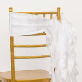 5 Pack White Curly Willow Chiffon Satin Chair Sashes