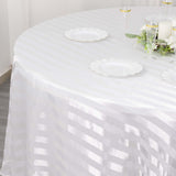 120inch White Satin Stripe Seamless Round Tablecloth