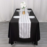 12x108inch White Satin Stripe Table Runner, Elegant Tablecloth Runner