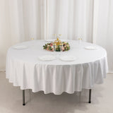 90" White Premium Scuba Wrinkle Free Round Tablecloth, Scuba Polyester Tablecloth