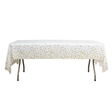 5 Pack White Rectangle Plastic Table Covers with Gold Stars