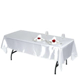 60"x102" White Smooth Satin Rectangular Tablecloth