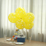 25 Pack | 12inch Yellow & White Fun Polka Dot Latex Party Balloons