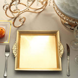 2 Pack | 10inch Metallic Gold Square Decorative Acrylic Serving Trays With Embossed Rims