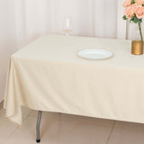 60"x102" Beige Premium Scuba Wrinkle Free Rectangular Tablecloth, Scuba Polyester Tablecloth