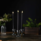 Set of 3 | 11 inch Black Flickering Flameless Battery Operated LED Taper Candles