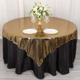 Shiny Black Gold Foil Polyester Table Overlay Disco Mirror Ball Theme, Linen Table Topper