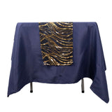 12x108inch Black Gold Wave Mesh Table Runner With Embroidered Sequins