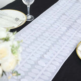 12x108inch White 3D Leaf Petal Taffeta Fabric Table Runner