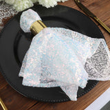 20x20inch Iridescent Blue Premium Sequin Cloth Dinner Napkin | Reusable Linen