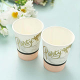 24 Pack | Blush/Rose Gold Marble 9oz Paper Cups, Disposable Cups For Party and All Purpose Use