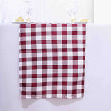 Buffalo Plaid Table Runner | Burgundy / White | Gingham Polyester Checkered Table Runner