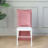 Dusty Rose Buttery Soft Velvet Chiavari Chair Back Slipcover, Solid Back Chair Cover Cap