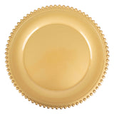 6 Pack | 12inch Gold Acrylic Plastic Beaded Rim Charger Plates