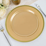 10 Pack | 10inch Regal Gold Round Plastic Dinner Plates