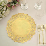 50 Pcs | 12inch Round Gold Lace Paper Doilies, Food Grade Paper Placemats