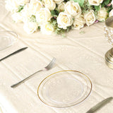 10 Pack | 8inch Très Chic Gold Rim Clear Disposable Salad Plates, Plastic Dessert Appetizer Plates