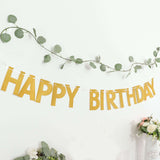 Gold Glittered Happy Birthday Paper Hanging Garland Banner Party Decor