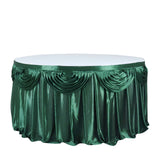 14ft Hunter Emerald Green Pleated Satin Double Drape Table Skirt