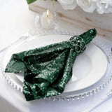 20x20Inch Hunter Emerald Green Premium Sequin Cloth Dinner Napkin | Reusable Linen