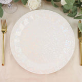 12inch Round Iridescent Geometric Foil Paper Charger Plates, Disposable Serving Trays - 400 GSM