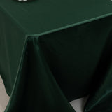 90x156inch Hunter Emerald Green Seamless Lamour Satin Rectangle Tablecloth for 8 Foot Table