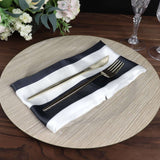 5 Pack | Black & White Striped Satin Cloth Dinner Napkins | 20x20Inch