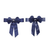 5 Pack | Navy Blue | Reversible Chair Sashes with Buckle | Double Sided Pre-tied Bow Tie Chair Bands | Satin & Faux Leather