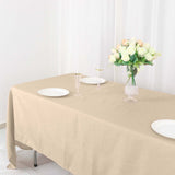 72"x120" Nude Polyester Rectangle Tablecloth, Reusable Linen Tablecloth