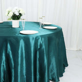 120inch Peacock Teal Satin Round Tablecloth