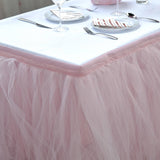 17 FT Blush / Rose Gold 4 Layer Tulle Tutu Pleated Table Skirts