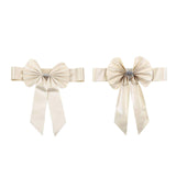 5 Pack | Ivory | Reversible Chair Sashes with Buckle | Double Sided Pre-tied Bow Tie Chair Bands | Satin & Faux Leather