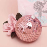 4inch Blush / Rose Gold Foam Disco Mirror Ball With Hanging Strings, Holiday Christmas Ornaments