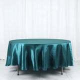 108" Peacock Teal Satin Round Tablecloth