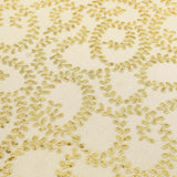 120inch Gold Sequin Leaf Embroidered Seamless Tulle Round Tablecloth, Sheer Table Overlay