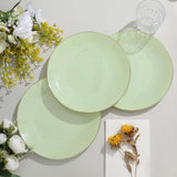 10 Pack | 8inch Glossy Sage Green Round Plastic Salad Plates With Gold Rim