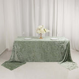 Sage Green Seamless Premium Crushed Velvet Rectangle Tablecloth - 90x156inch