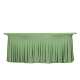 6ft Sage Green Wavy Spandex Fitted Rectangle 1-Piece Tablecloth Table Skirt